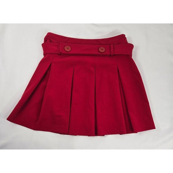 Red Pleated A-Line Skirt With Buttoned Waistband By‎ I.N.C. Mini Y2K - Picture 1 of 8